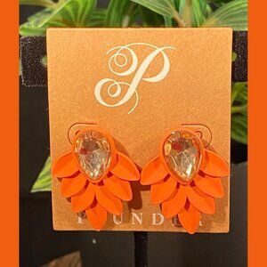 NEW, NEVER WORN Plunder Earrings - Orange Leaf with Peach Stone